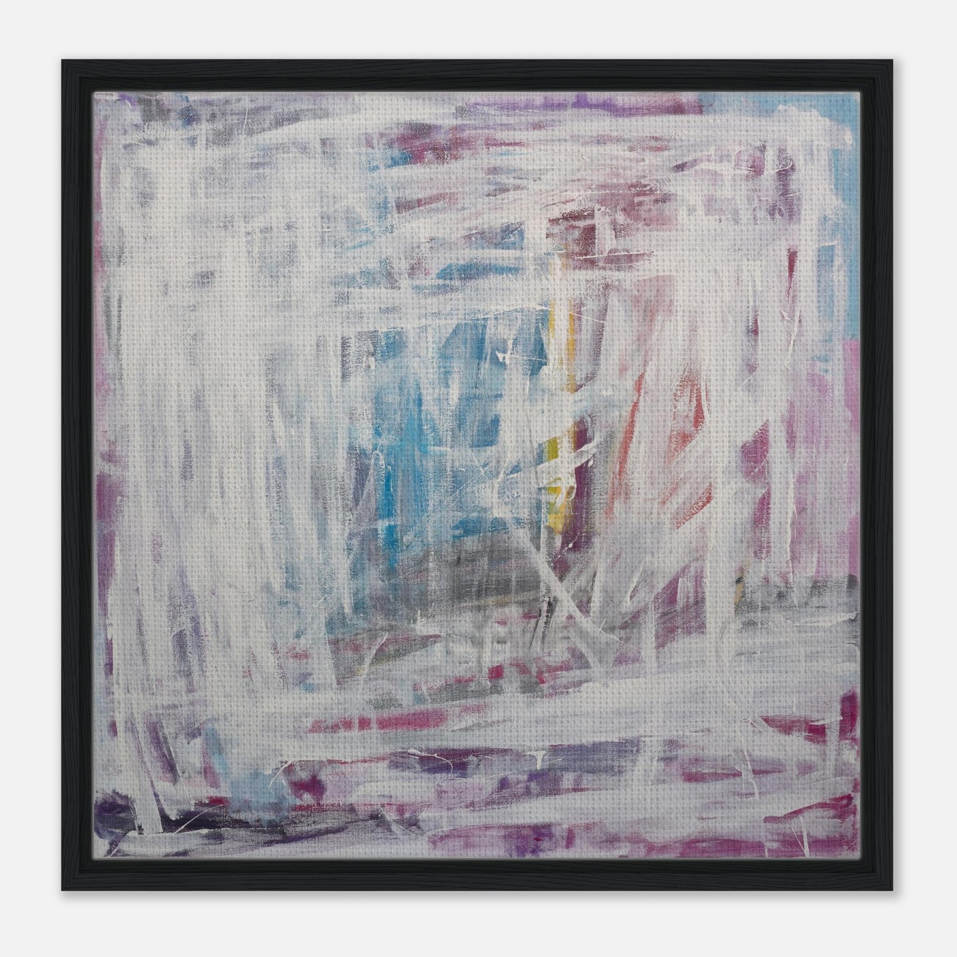 Glimmer Of Hope. Abstraktes Kunstwerk als Leinwanddruck in schwarzem Holzrahmen.