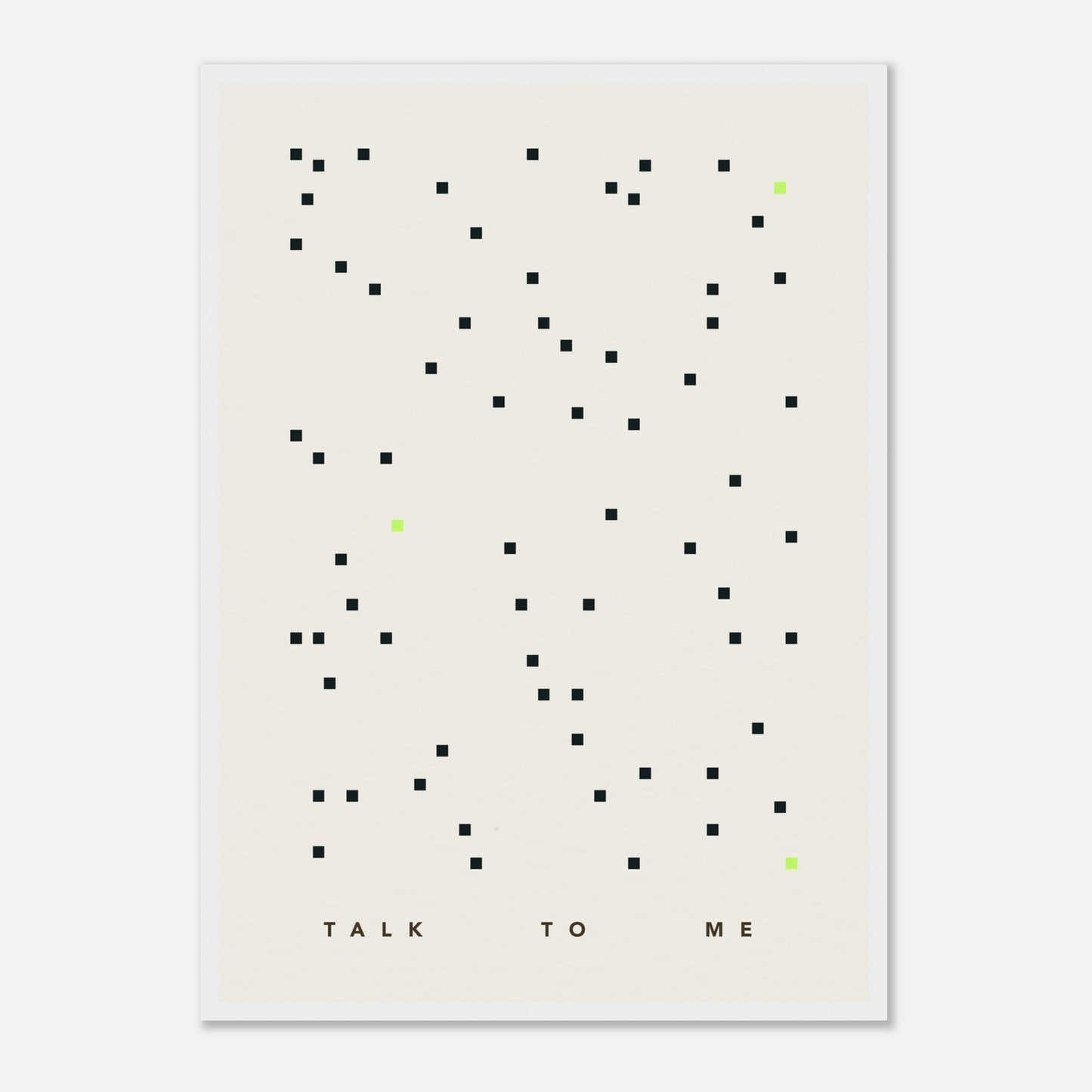 Das Bild "Talk To Me" in einem weißen Rahmen.