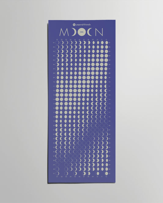 Wandkalender als Poster mit allen Mondphasen des Jahres 2026.