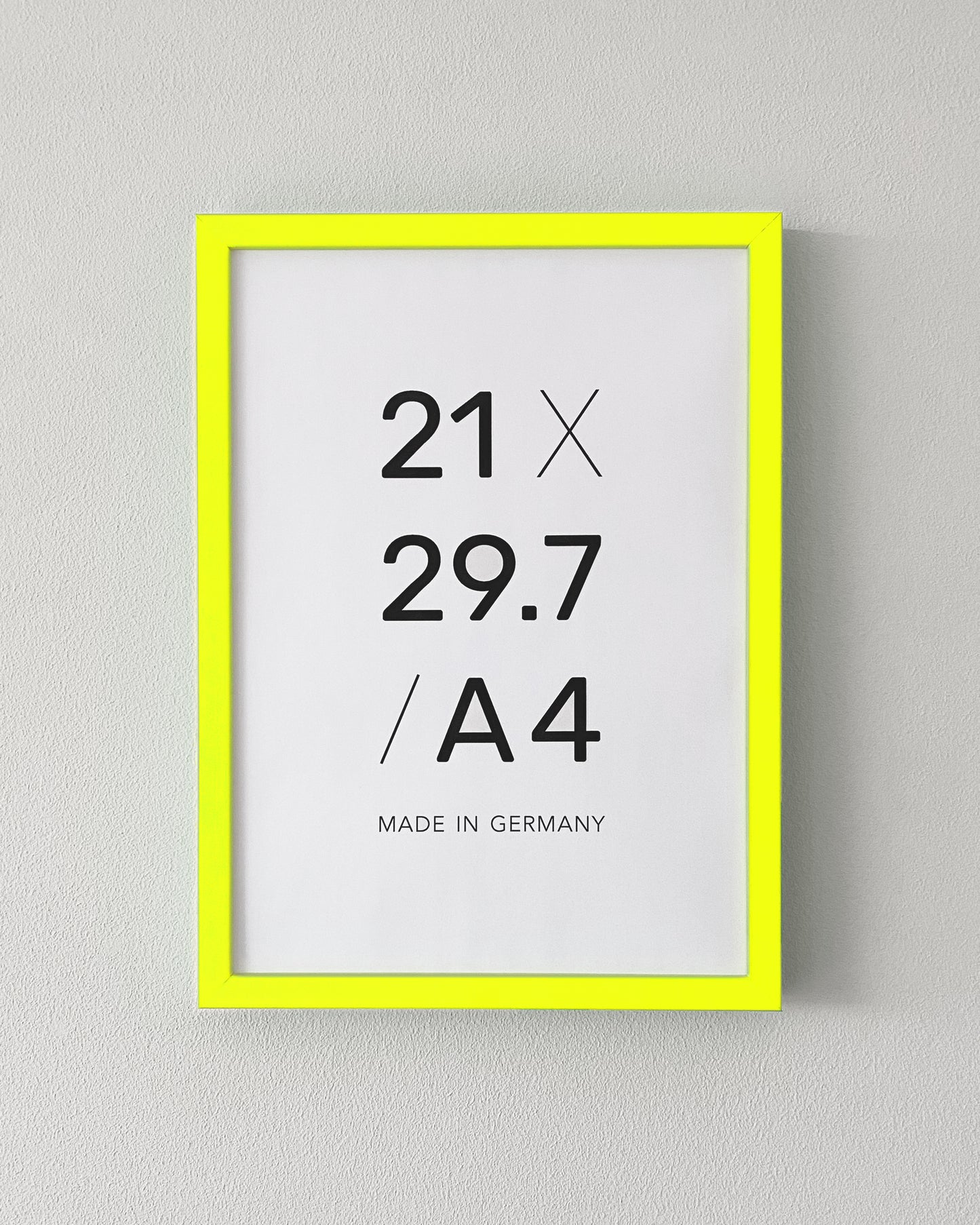 Bilderrahmen Neon Gelb A4 mit Normalglas