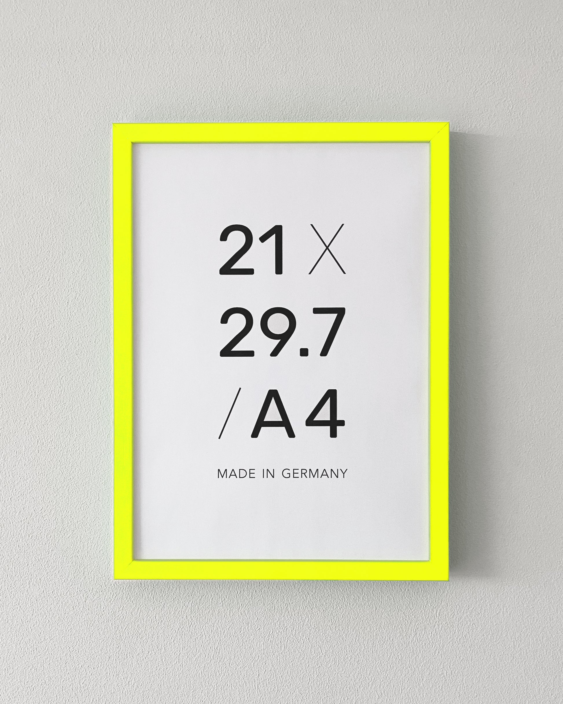 Bilderrahmen Neon Gelb A4 mit Normalglas