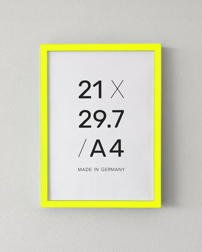 Bilderrahmen Neon Gelb A4 mit Normalglas