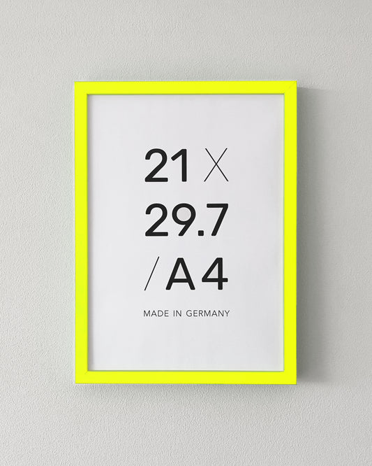 Bilderrahmen Neon Gelb A4 mit Normalglas