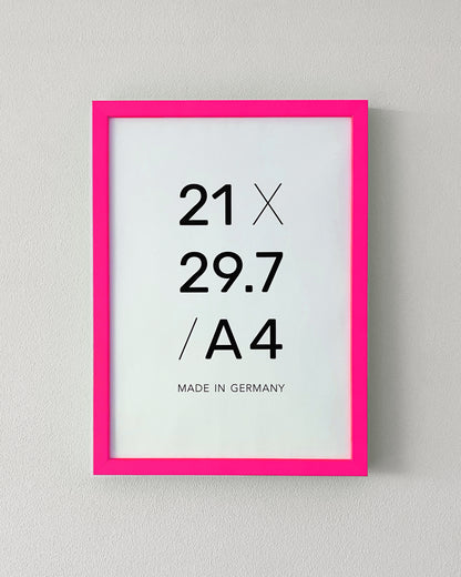 Bilderrahmen Neon Pink A4 mit Normalglas