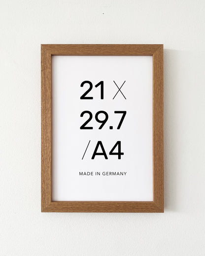 Bilderrahmen Wood Frame in Eiche in A4 für Poster, quadratisches Profil, modernes Design