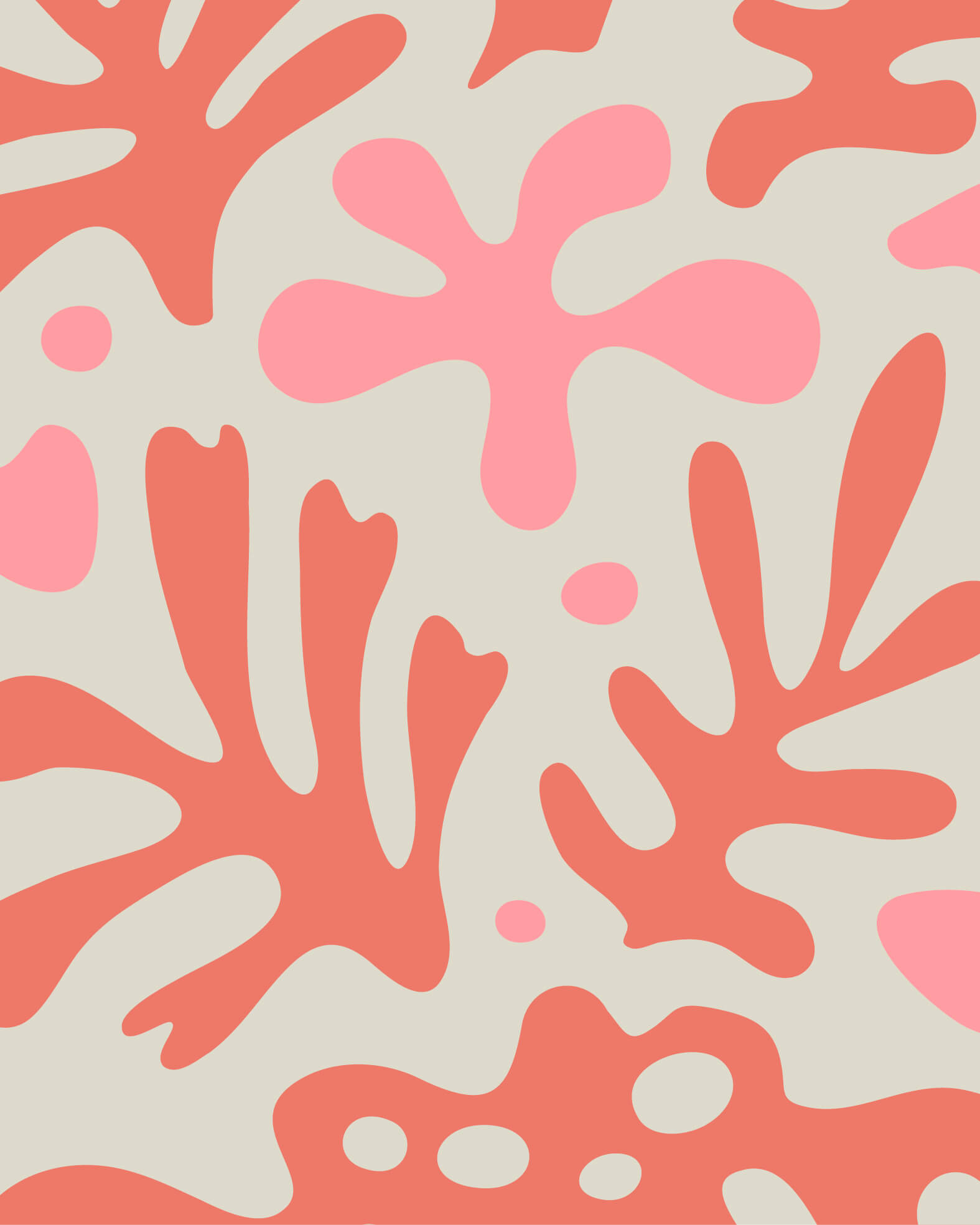 Ausschnitt des Posters: florale Elemente in Rot- und Pinktönen auf beigen Hintergrund.